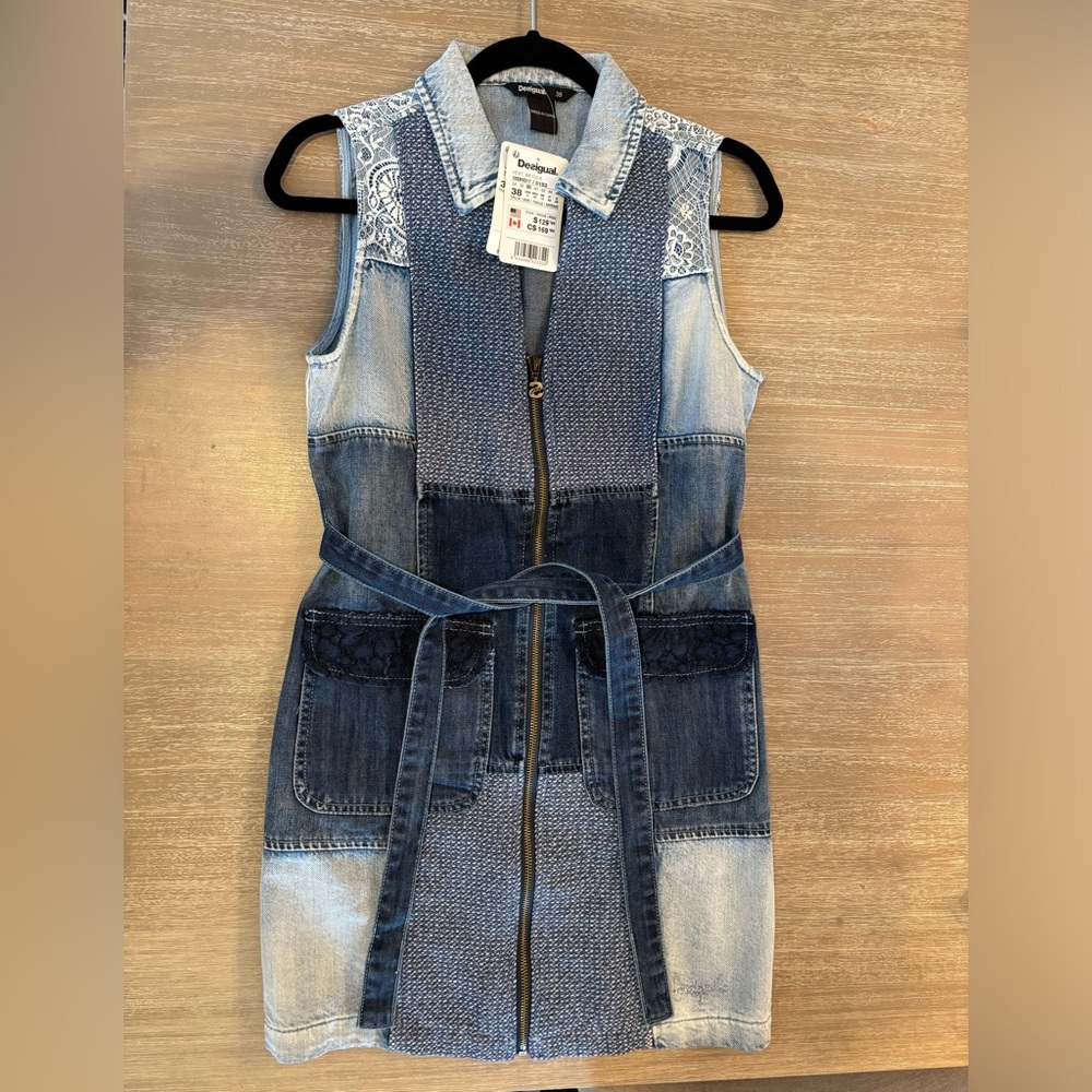 Desigual denim patchwork dress NWT